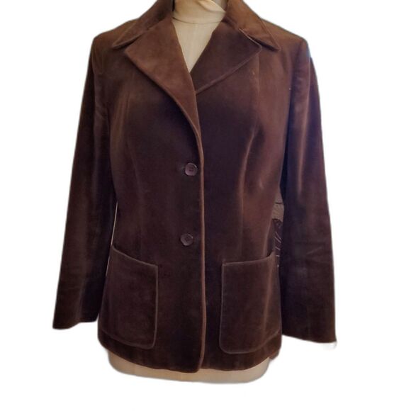 Velvetty Brown Vintage Eastex Cotton Blazer Jacket, Made in England. Size 33 M - Picture 6 of 14
